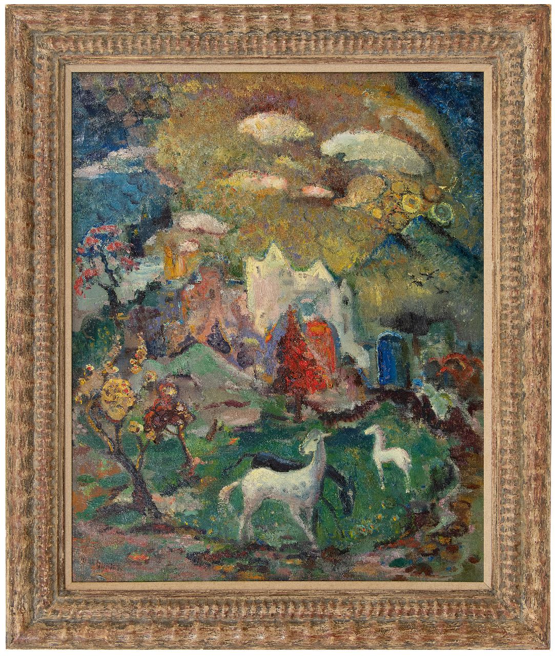 Gorter H.P.  | Hendrik Petrus 'Henk' Gorter, Dream landscape with horses, oil on canvas 79.5 x 64.4 cm, signed l.l.