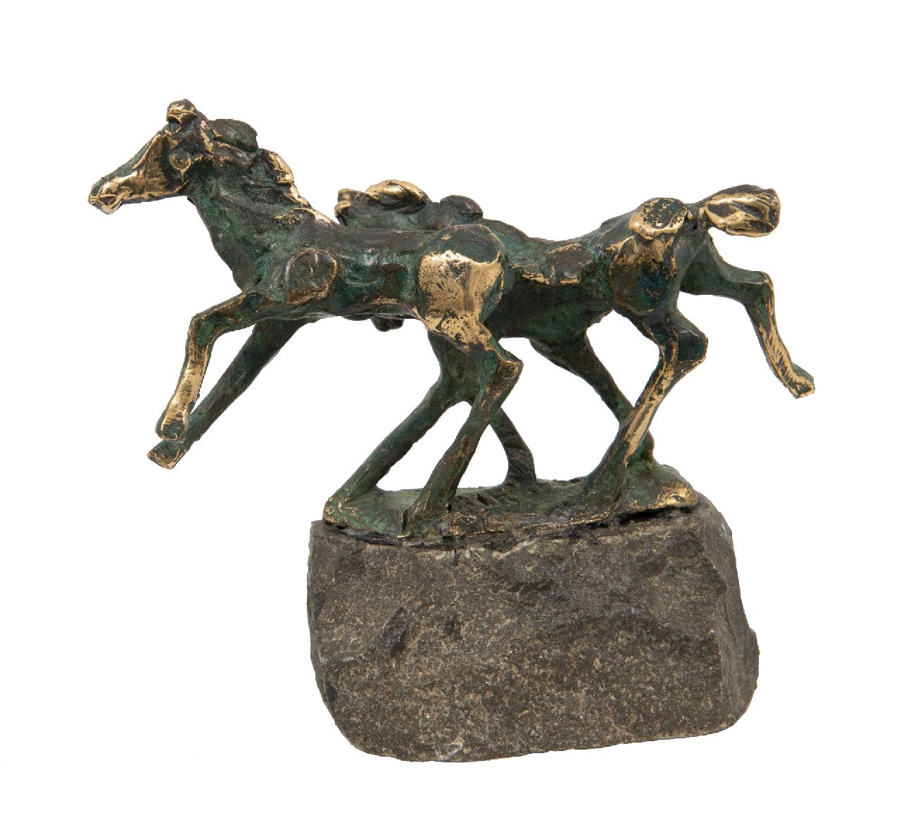 Bakker W.F.  | Willem Frederik 'Jits' Bakker | Sculptures and objects offered for sale | Two playing foals, bronze 10.3 x 11.4 cm, signed on the base