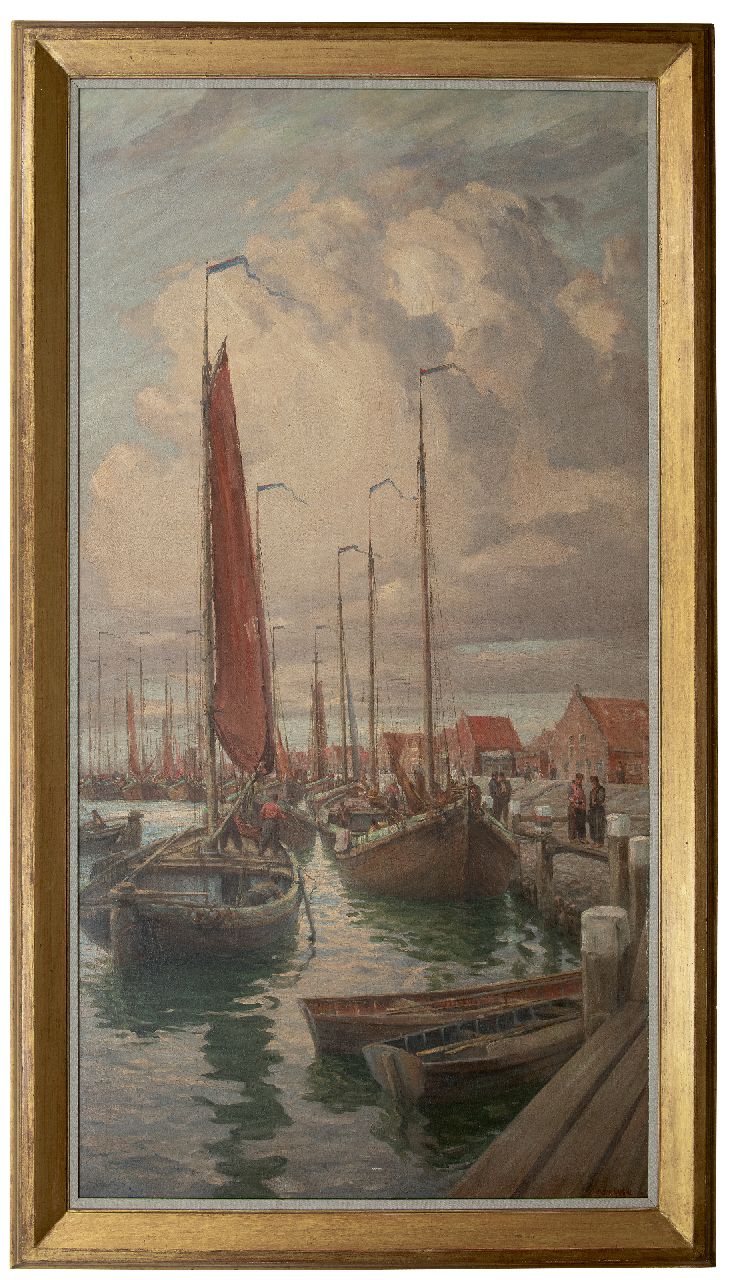 Randall M.  | Maurice Randall | Paintings offered for sale | Ships in the harbour of Volendam, oil on canvas 175.3 x 91.3 cm, signed l.r.