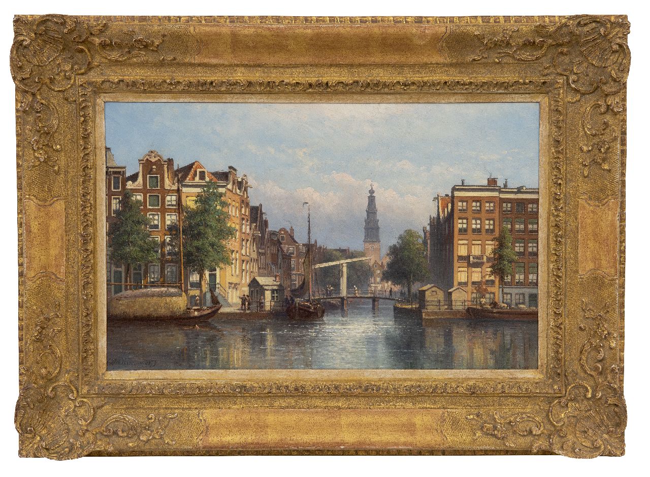 Hilverdink E.A.  | Eduard Alexander Hilverdink, A view of the Groenburgwal in Amsterdam, oil on canvas 29.5 x 46.7 cm, signed l.l. and dated '79
