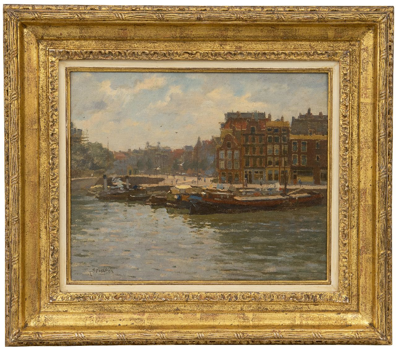 Bobeldijk F.  | Felicien Bobeldijk | Paintings offered for sale | A view of De Buitenkant (Prins Hendrikkade), Amsterdam, oil on canvas 30.6 x 37.0 cm, signed l.l.
