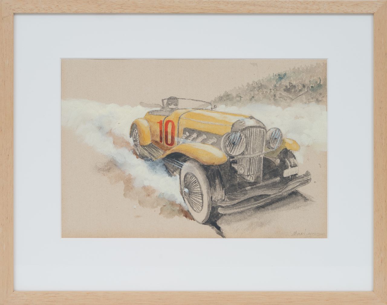 Onbekend   | Onbekend | Watercolours and drawings offered for sale | Racing car nr. 10 (set van 5), pencil, watercolour and gouache on paper 19.8 x 28.9 cm, signed l.r.