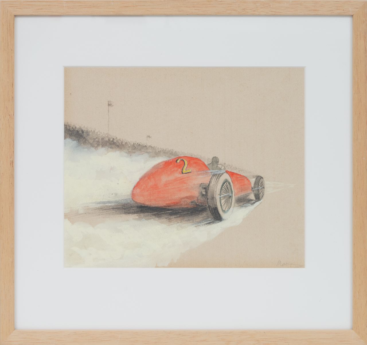 Onbekend   | Onbekend | Watercolours and drawings offered for sale | Race car nr. 2 (set van 5), pencil, watercolour and gouache on paper 19.4 x 25.0 cm, signed l.r.