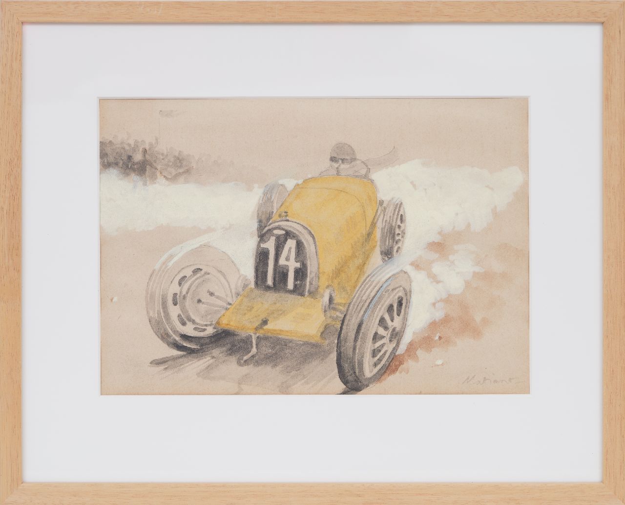 Onbekend   | Onbekend | Watercolours and drawings offered for sale | Race car nr. 14 (set van 5), pencil, watercolour and gouache on paper 19.7 x 29.1 cm, signed l.r.