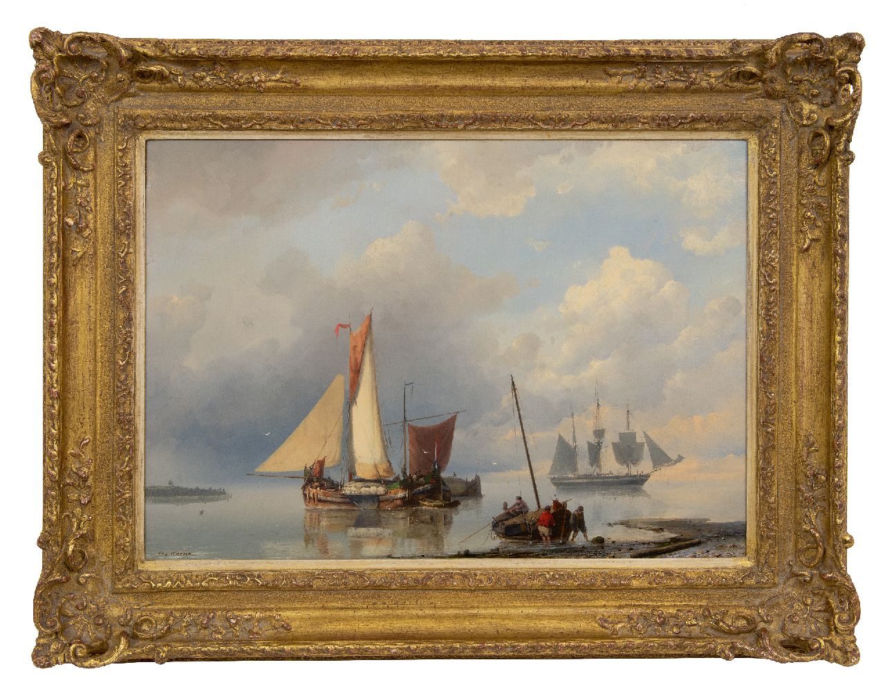 Koekkoek J.H.B.  | Johannes Hermanus Barend 'Jan H.B.' Koekkoek | Paintings offered for sale | Ships off the coast in calm weather, oil on canvas 43.4 x 62.0 cm, signed l.l.