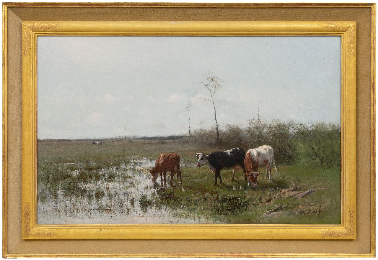 Maris W.  | Willem Maris | Paintings offered for sale | Grazing cows, oil on canvas 49.8 x 89.9 cm, signed l.r.