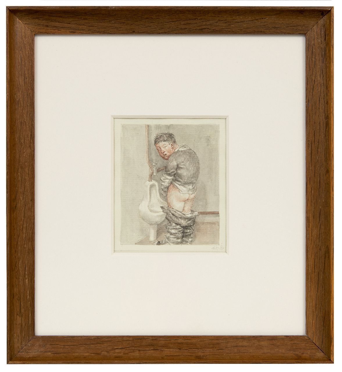 Vos P.A.C.A.  | Petrus Antonius Carolus Augustinus 'Peter' Vos | Watercolours and drawings offered for sale | Peieng man, pencil and watercolour on paper 9.2 x 7.5 cm, dated 4.XI.'83