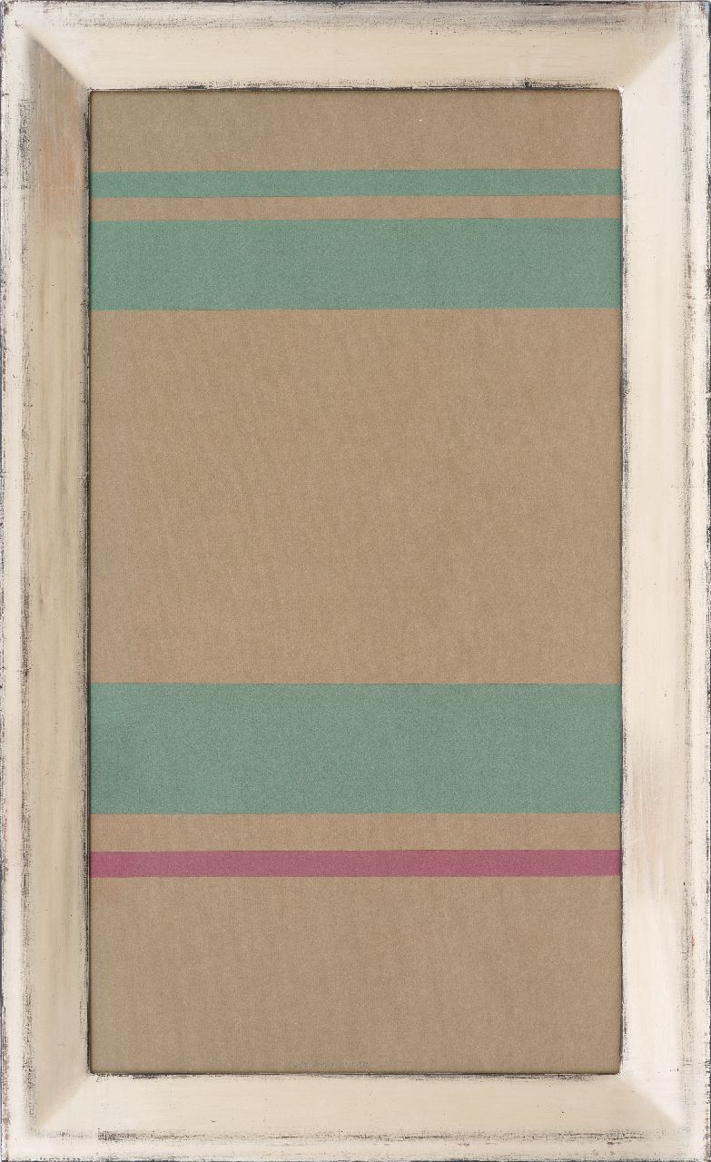 Boers W.H.F.  | 'Willy' Herman Friederich Boers | Watercolours and drawings offered for sale | Brown with 3 green and 1 purple stripe, collage on paper 78.0 x 42.0 cm, signed l.c. and dated Aug 1977