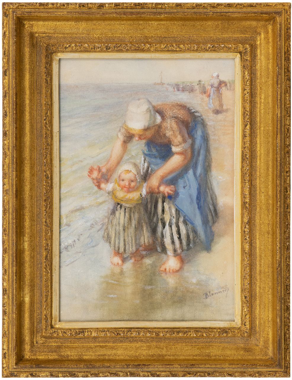 Blommers B.J.  | Bernardus Johannes 'Bernard' Blommers | Watercolours and drawings offered for sale | The first steps, watercolour and gouache on paper 42.0 x 28.5 cm, signed l.r.
