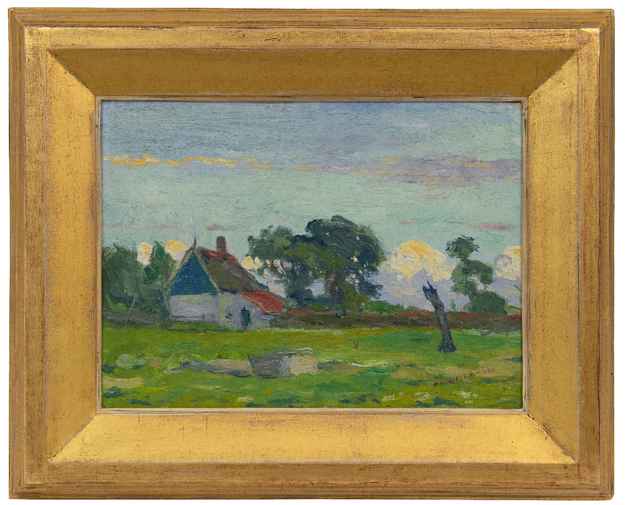 Filarski D.H.W.  | 'Dirk' Herman Willem Filarski | Paintings offered for sale | A farmhouse in summer, oil on canvas laid down on board 25.4 x 34.0 cm, signed l.r. and painted ca. 1908-1909