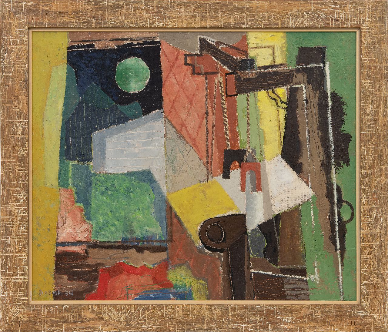 Bosma W.  | Willem 'Wim' Bosma | Paintings offered for sale | Composition with wavingloom, oil on board 49.0 x 59.9 cm, signed l.l. and dated '54