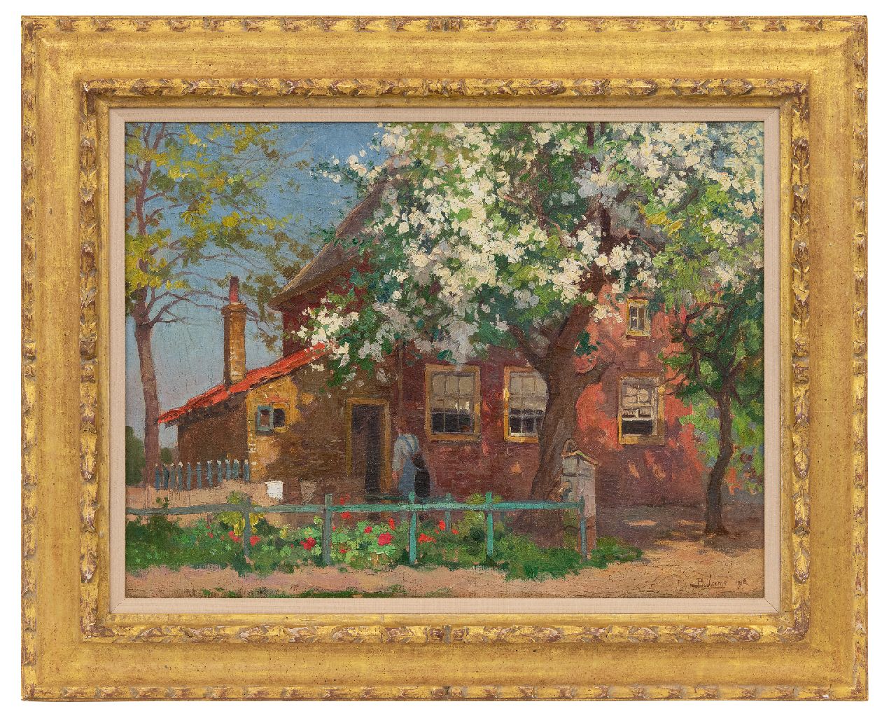 Viegers B.P.  | Bernardus Petrus 'Ben' Viegers | Paintings offered for sale | A farmyard in spring, oil on canvas 37.2 x 50.2 cm, signed l.r. and painted 1918, without frame