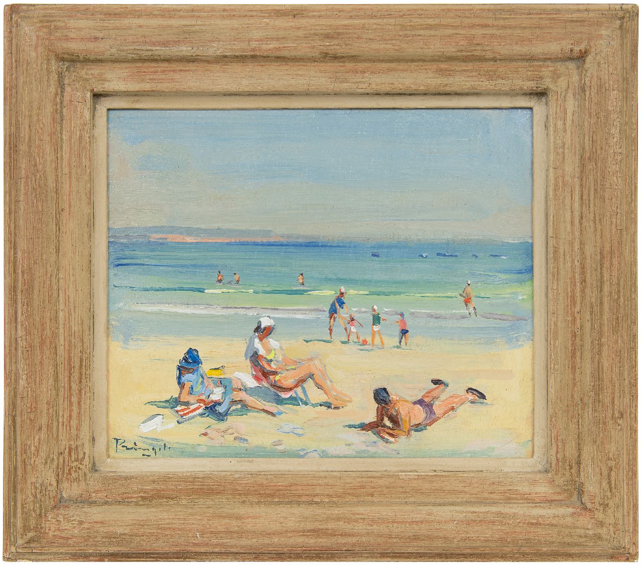 Pringels L.  | Léon Pringels, A summer beach day, oil on panel 21.9 x 26.8 cm, signed l.l.