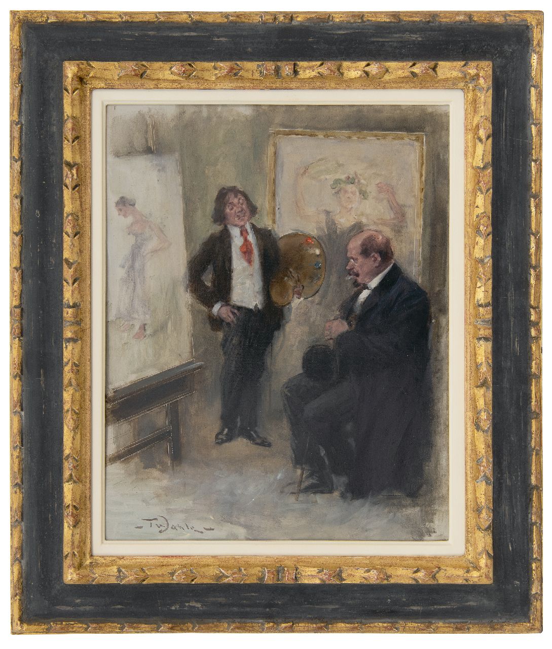 Wahle F.  | Friedrich 'Fritz' Wahle, The critical art buyer, oil on painter's board 38.4 x 30.6 cm, signed l.l.