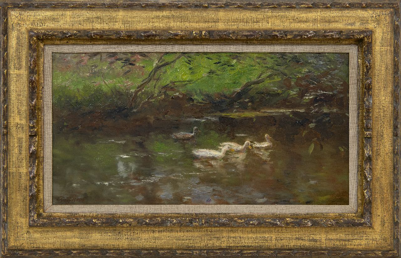 Maris W.  | Willem Maris | Paintings offered for sale | Ducks in the water, oil on canvas 24.2 x 46.0 cm, signed l.l.