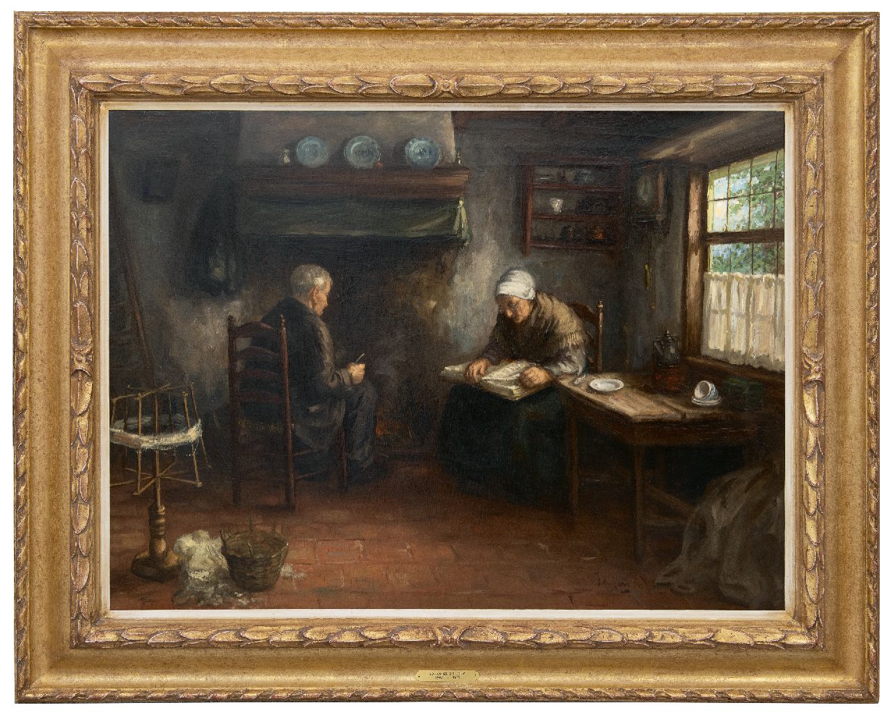 Jong J. de | Johannes 'Jan' de Jong, Bible reading, oil on canvas 60.2 x 80.3 cm, signed l.r.