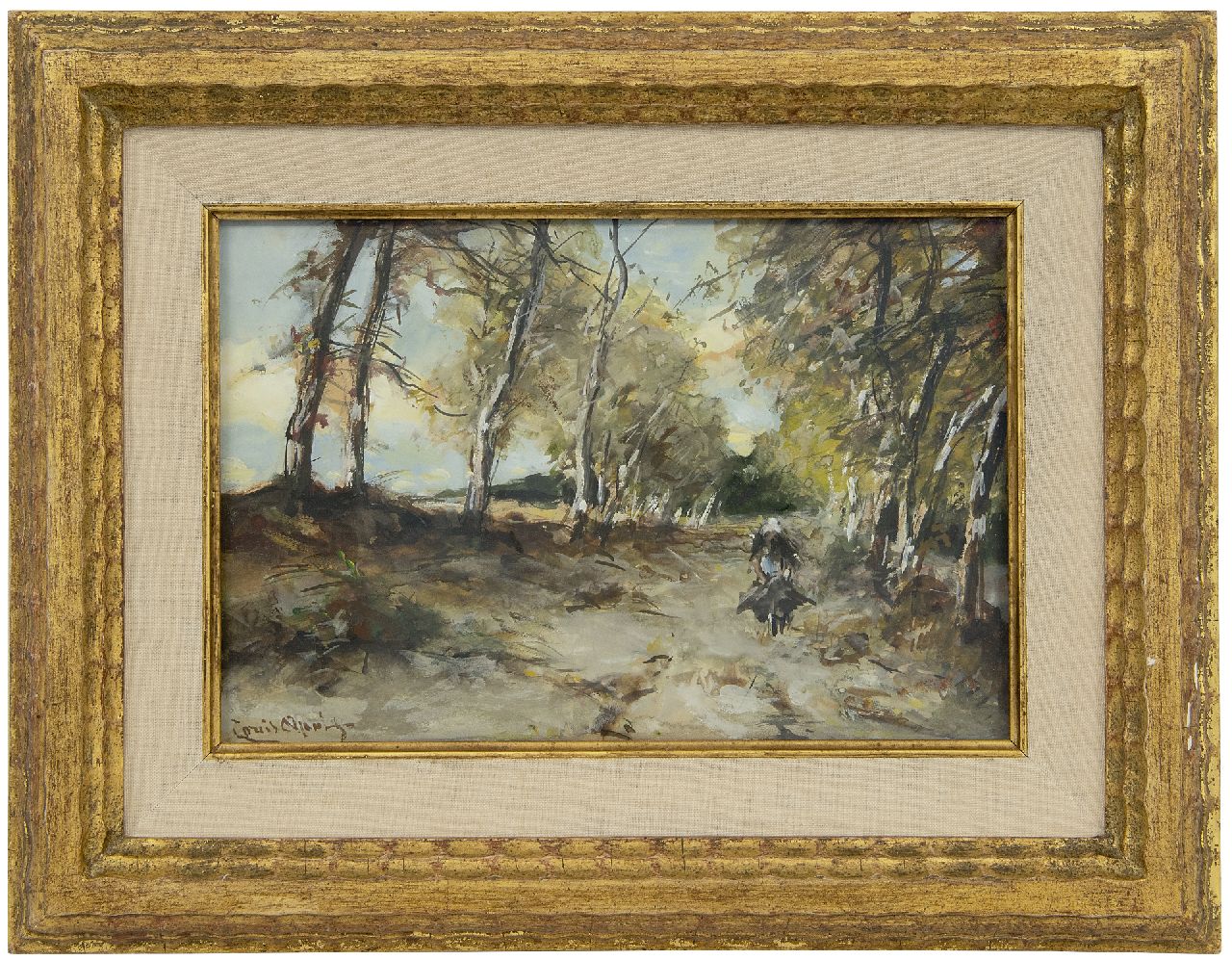 Apol L.F.H.  | Lodewijk Franciscus Hendrik 'Louis' Apol | Watercolours and drawings offered for sale | On a forest path in autumn, watercolour on paper 15.0 x 22.5 cm, signed l.l.