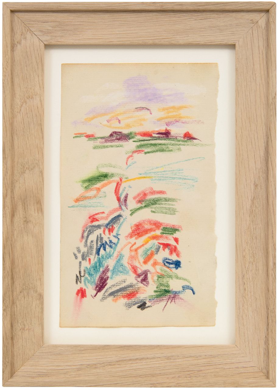 Altink J.  | Jan Altink, Pfad durch die Felder, chalk on paper 16.2 x 9.6 cm, signed l.r. with initials