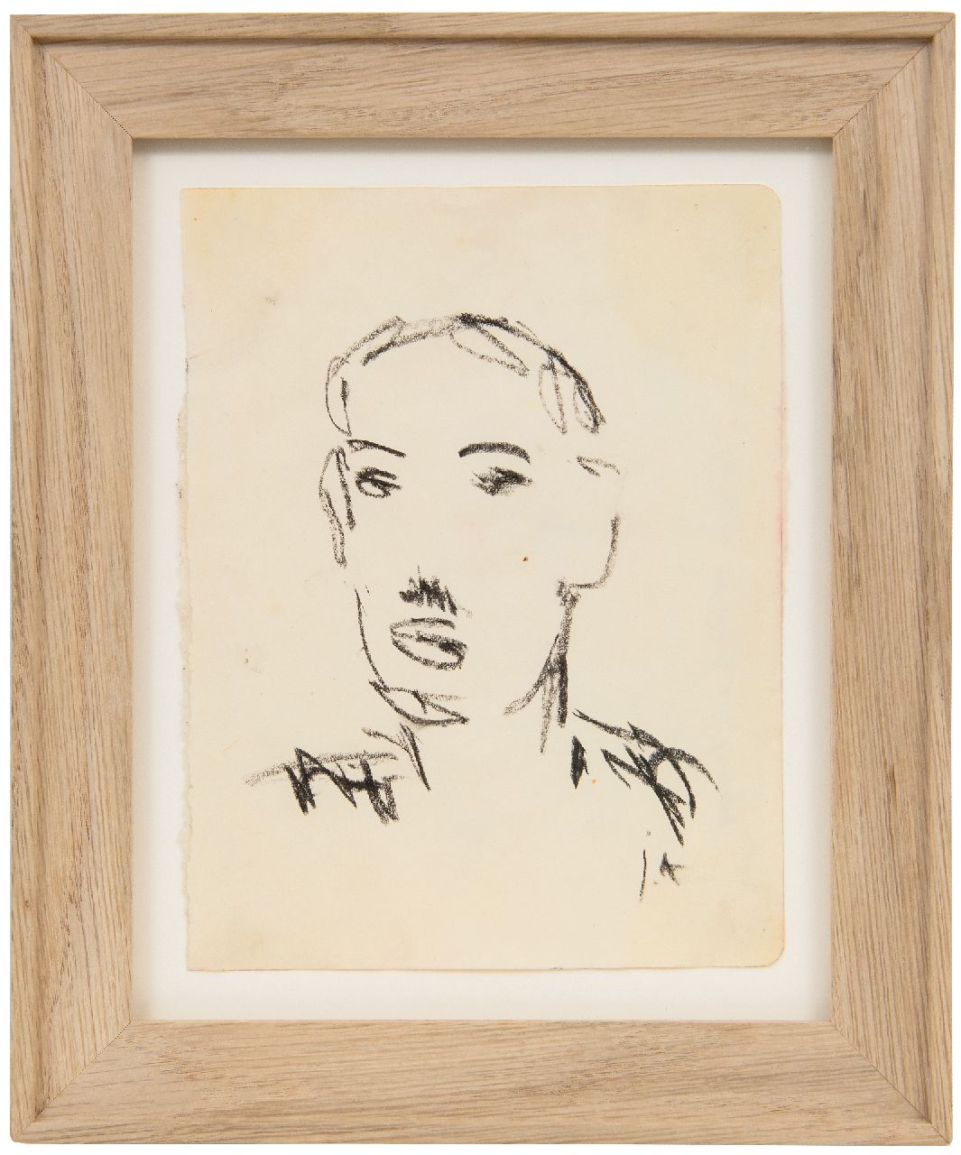 Altink J.  | Jan Altink | Watercolours and drawings offered for sale | Portrait, possible Hendrik Werkman, black chalk on paper 16.5 x 12.7 cm, signed l.r. with initials
