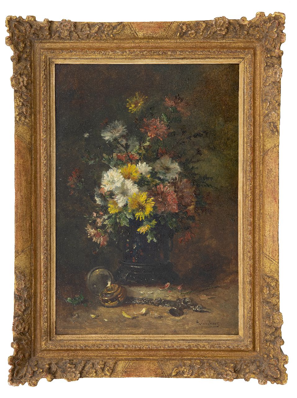 Cauchois E.H.  | Eugène-Henri Cauchois | Paintings offered for sale | Still life with Asters, oil on panel 46.2 x 31.3 cm, signed l.r.