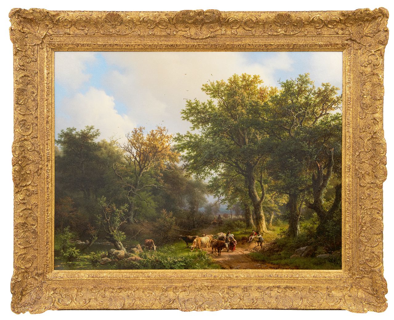 Koekkoek B.C.  | Barend Cornelis Koekkoek | Paintings offered for sale | Forest view with cattle, oil on panel 69.1 x 90.2 cm, signed l.r. and dated 1853