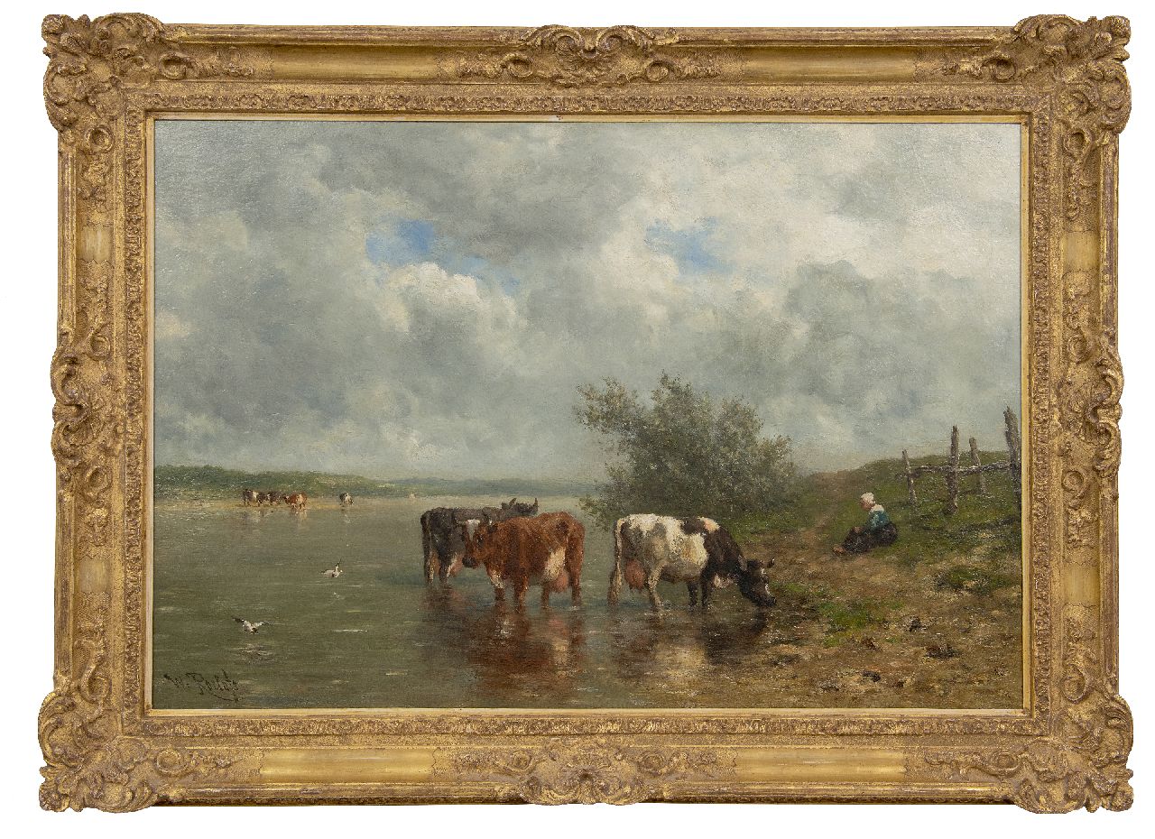Roelofs W.  | Willem Roelofs | Paintings offered for sale | River landscape with drinking cows, oil on canvas 69.1 x 106.9 cm, signed l.l.