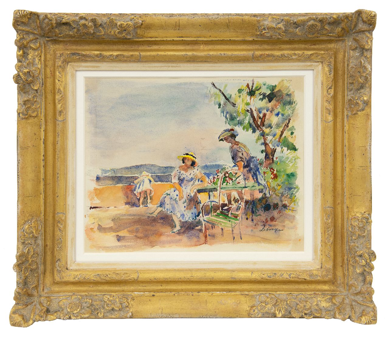 Lebasque H.  | Joseph 'Henri' Baptiste Lebasque, Sur la terrasse, watercolour on paper 23.0 x 28.0 cm, signed l.r.