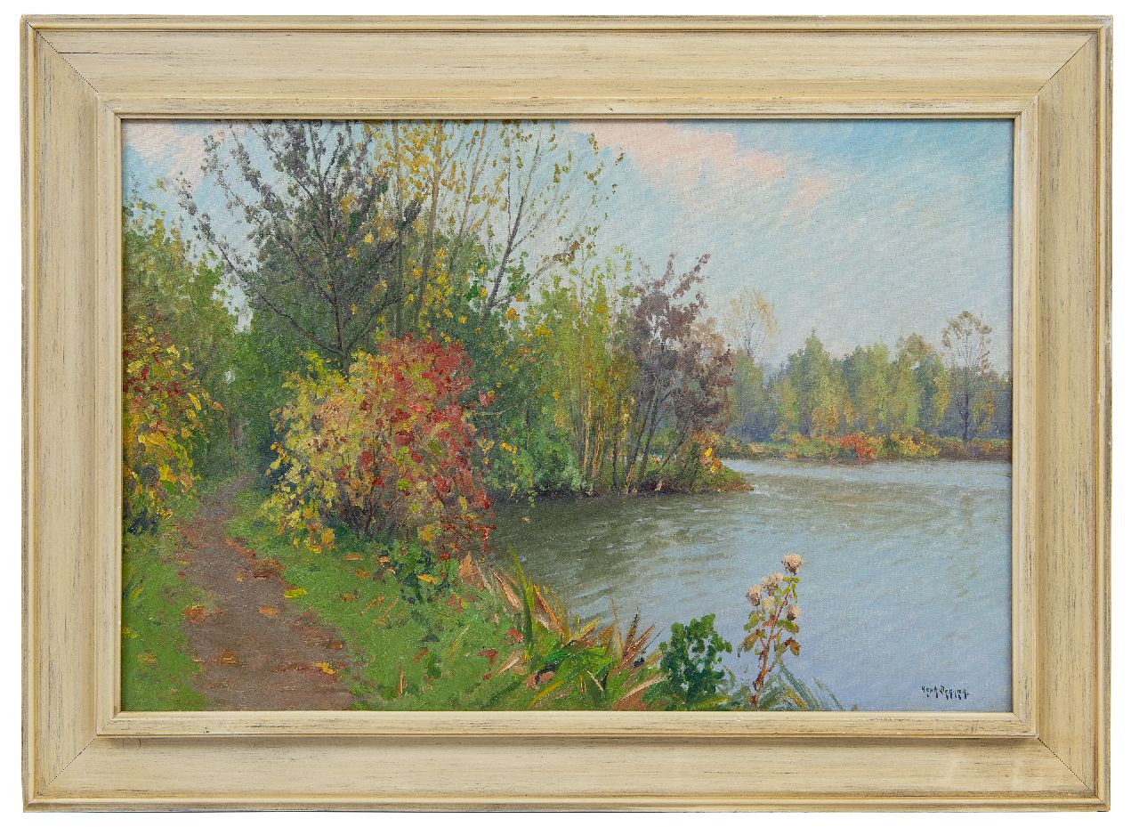 Dekker H.N.  | Henricus Nicolaas 'Henk' Dekker, River bank in autumn, oil on canvas 40.3 x 60.2 cm, signed l.r.