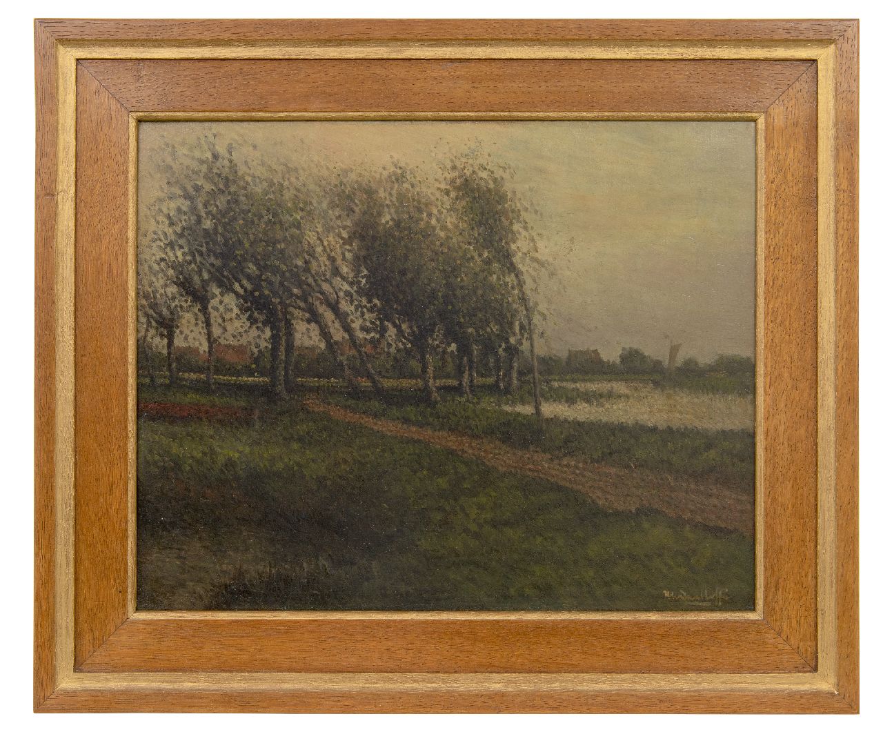 Daalhoff H.A. van | Hermanus Antonius 'Henri' van Daalhoff | Paintings offered for sale | Path along the river, oil on panel 32.0 x 40.4 cm, signed l.r.