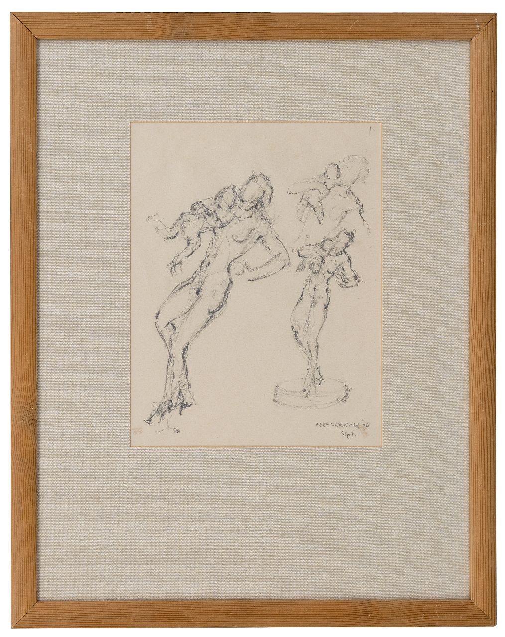 Verkade K.  | Korstiaan 'Kees' Verkade | Watercolours and drawings offered for sale | Study for sculpture 'l'Elan', pencil on paper 31.0 x 24.8 cm, signed l.r. and dated sept. '96