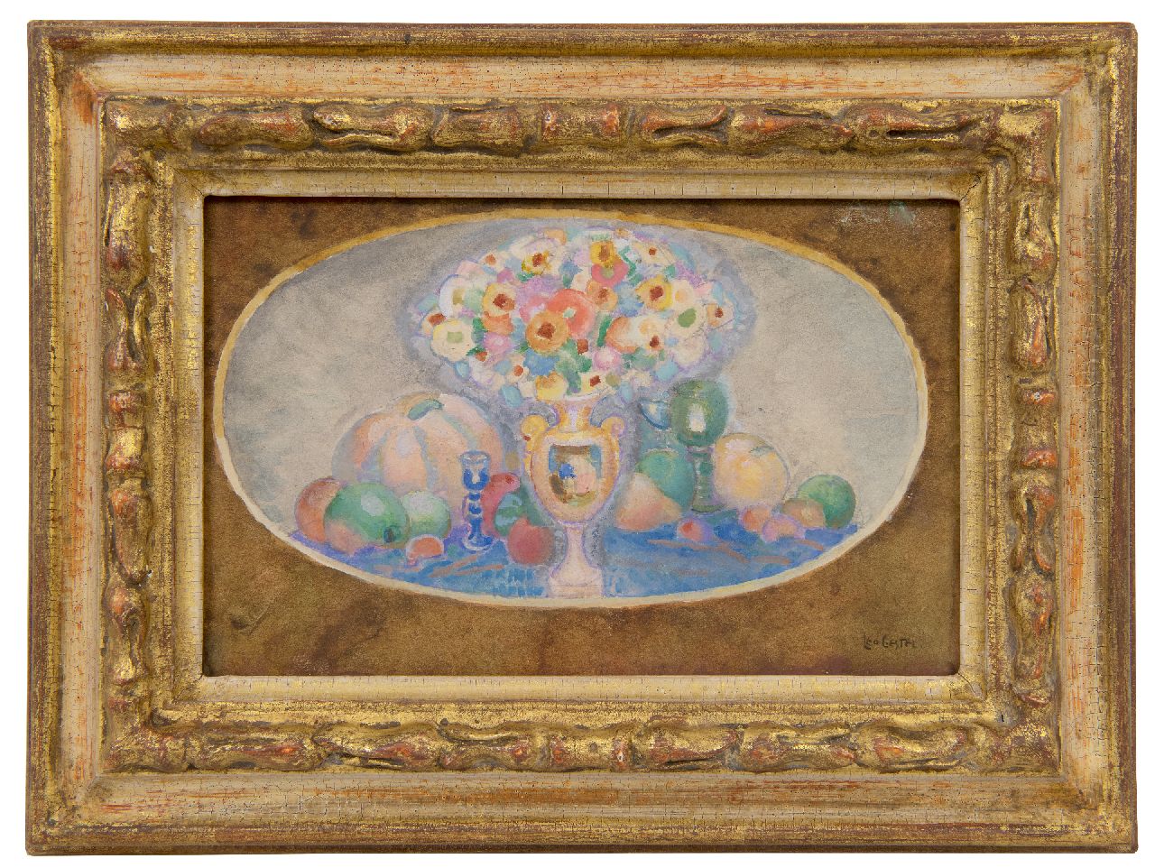 Gestel L.  | Leendert 'Leo' Gestel | Watercolours and drawings offered for sale | Flower medallion, watercolour on paper 15.3 x 22.9 cm, signed l.r.