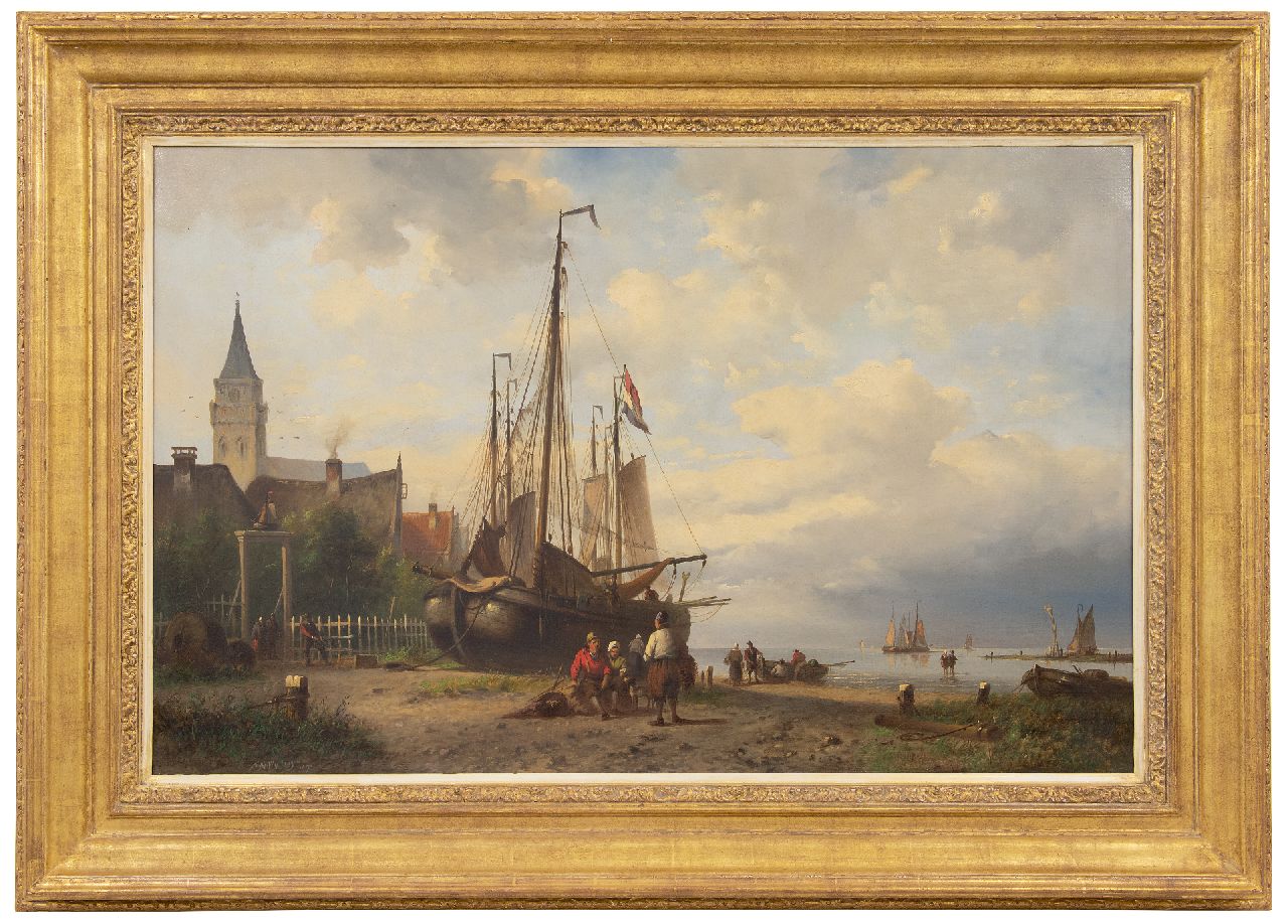 Wijdoogen N.M.  | Nicolaas Martinus Wijdoogen, Fishing village near a beach, oil on canvas 62.5 x 96.5 cm, signed l.l. and dated 1891