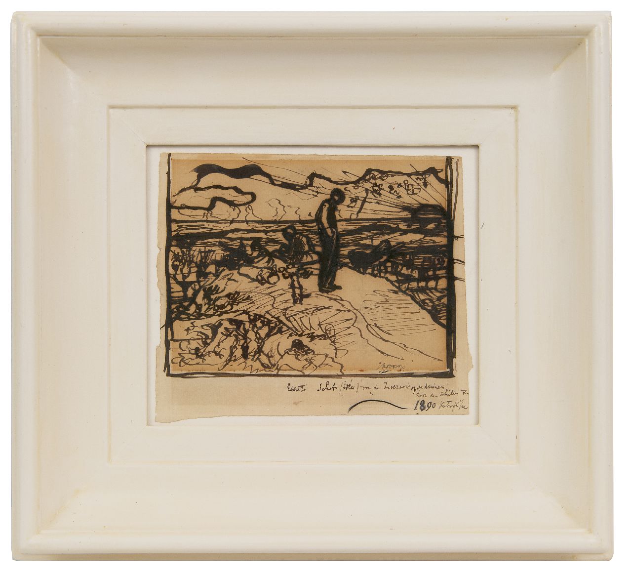 Toorop J.Th.  | Johannes Theodorus 'Jan' Toorop | Watercolours and drawings offered for sale | Vagabonds in the dunes, pen and ink on paper 12.1 x 14.4 cm, signed l.r. and dated l.m. 1890