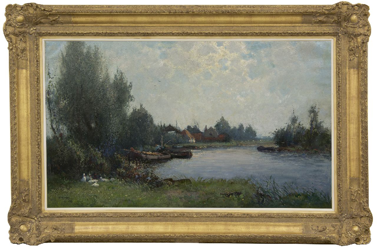 Schagen G.F. van | Gerbrand Frederik van Schagen | Paintings offered for sale | Early morning at De Kaag, oil on canvas 65.5 x 110.5 cm, signed l.l. and signed on the stretcher 1916 Schagen G.F. van | Gerbrand Frederik van Schagen | Paintings offered for sale | Early morning at De Kaag, oil on canvas 65.5 x 110.5 cm, signed l.l. and signed on the stretcher 1916
