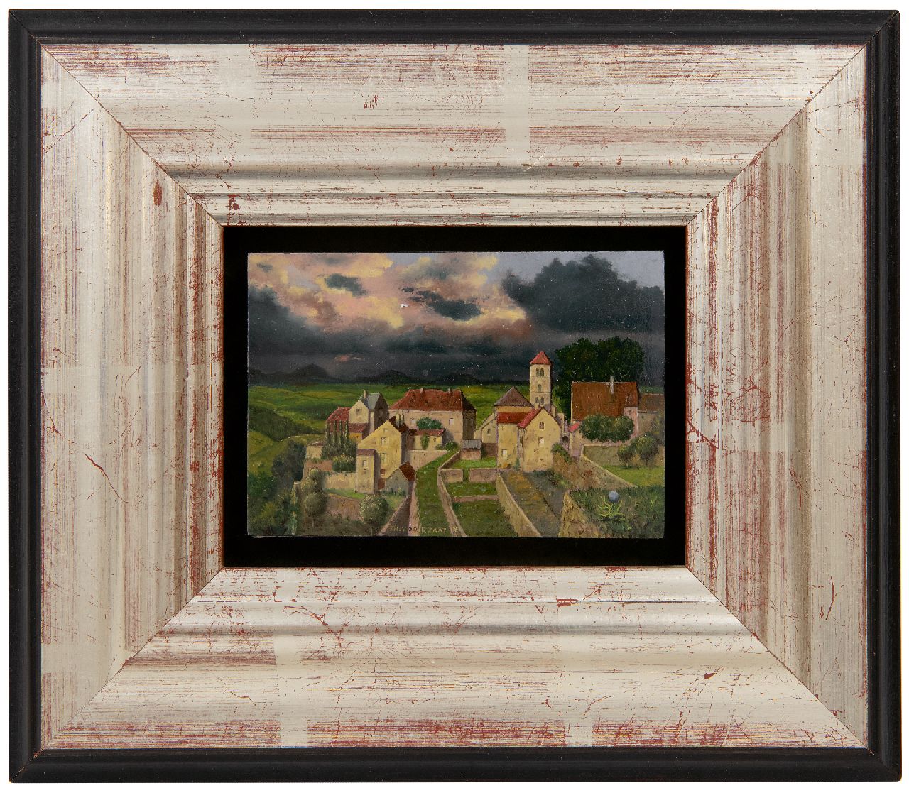 Voorzaat T.  | Theo Voorzaat | Paintings offered for sale | Village in France, oil on panel 7.3 x 10.5 cm