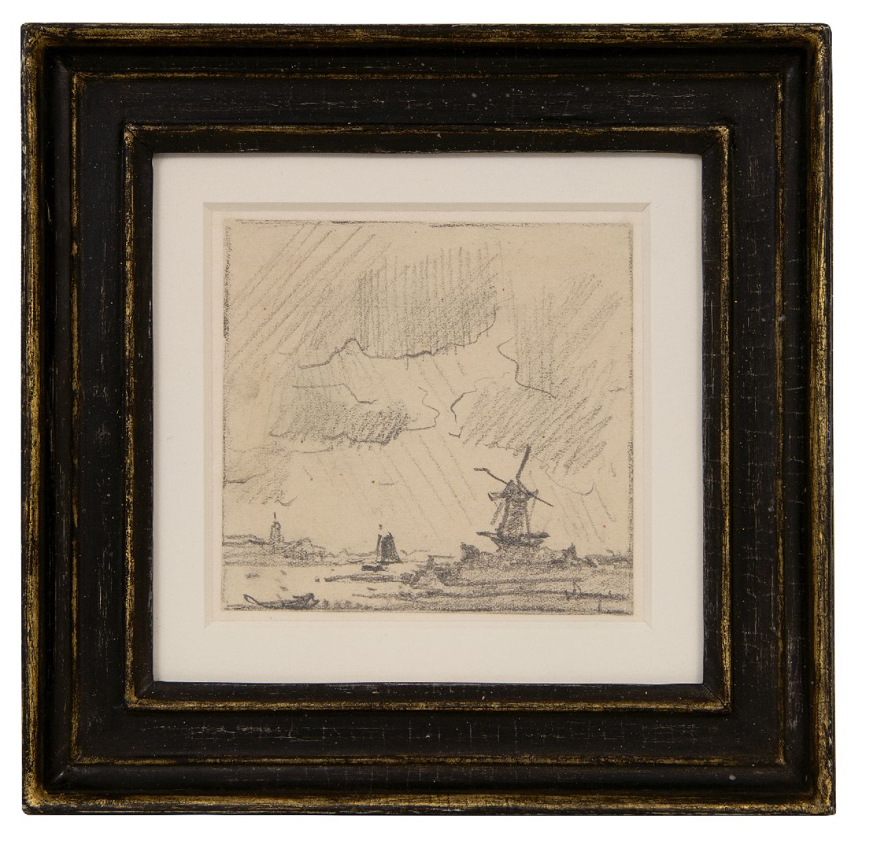 Dongen C.T.M. van | Cornelis Theodorus Maria 'Kees' van Dongen | Watercolours and drawings offered for sale | View of the village of Overschie, pencil on paper 10.0 x 10.5 cm, signed l.r.
