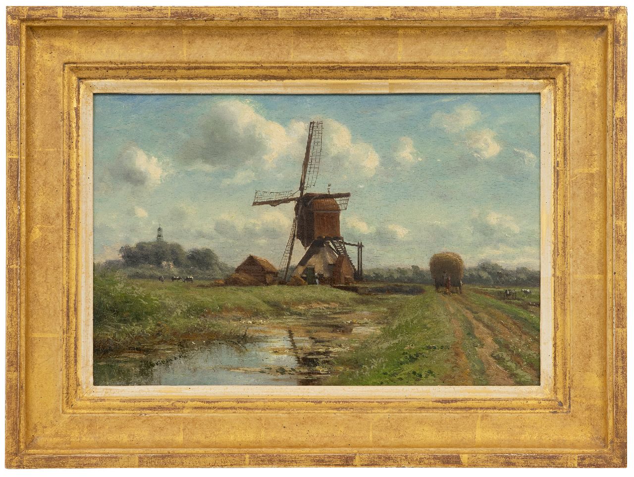 Doeleman J.H.  | Johan Hendrik Doeleman | Paintings offered for sale | A polderlandscape with a windmill, oil on panel 21.8 x 32.8 cm, signed l.l.