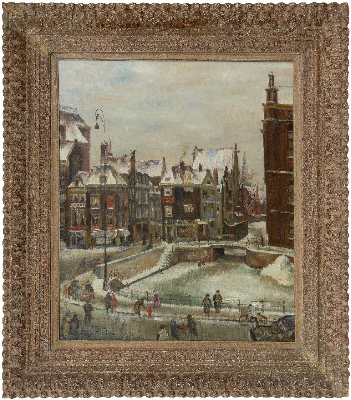 Meijers F.  | Frans Meijers | Paintings offered for sale | A view of  the Rokin in Amsterdam from the Arti building, oil on canvas 70.1 x 60.1 cm, signed l.r.