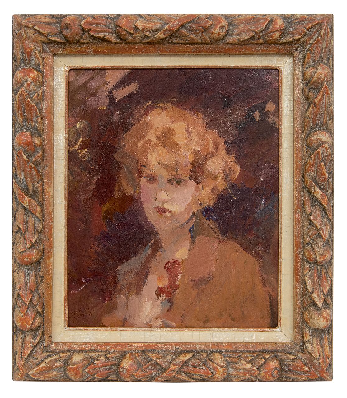 Israels I.L.  | 'Isaac' Lazarus Israels, Portrait of a young woman, oil on paper laid down on panel 30.4 x 24.9 cm, signed l.r.