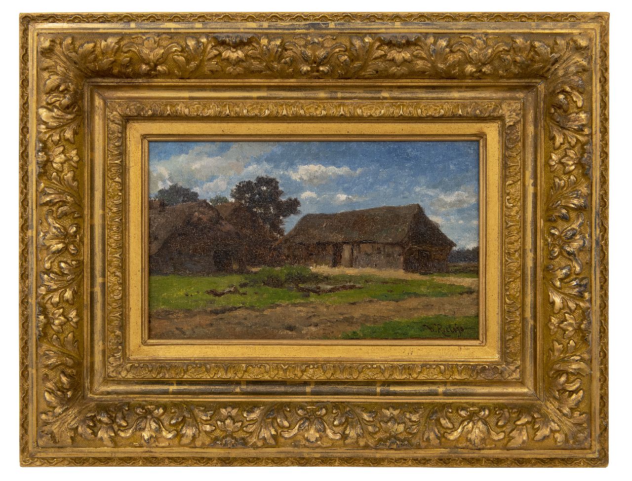 Roelofs W.  | Willem Roelofs | Paintings offered for sale | Farm in Drenthe, oil on canvas laid down on panel 24.8 x 39.6 cm, signed l.r.