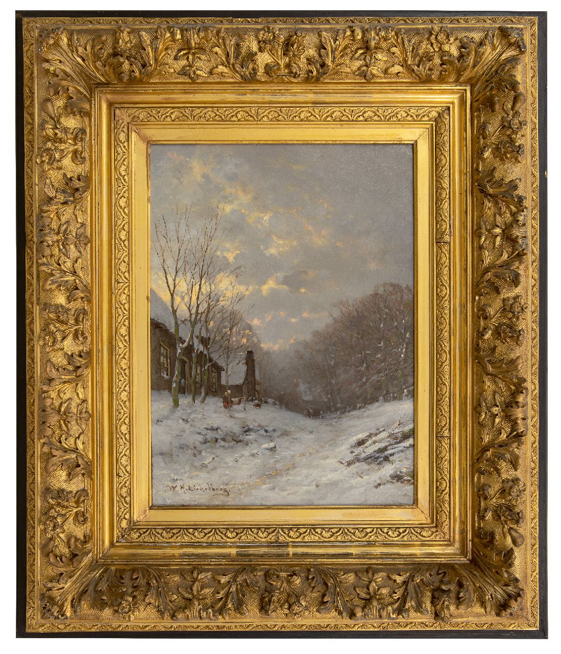Eickelberg W.H.  | Willem Hendrik Eickelberg | Paintings offered for sale | A snowy forest road, oil on canvas 45.4 x 33.4 cm, signed l.l. and without frame