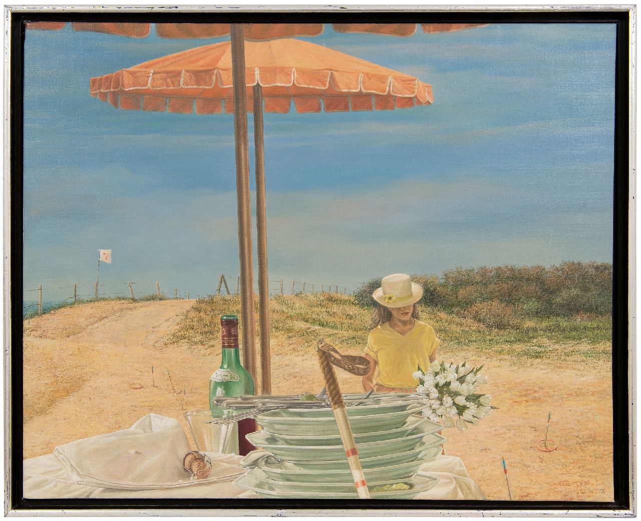 Kroef H. van der | Hans van der Kroef | Paintings offered for sale | 'Boeketreeks', oil on canvas 60.3 x 75.0 cm, signed on the wine bottle label and dated '89