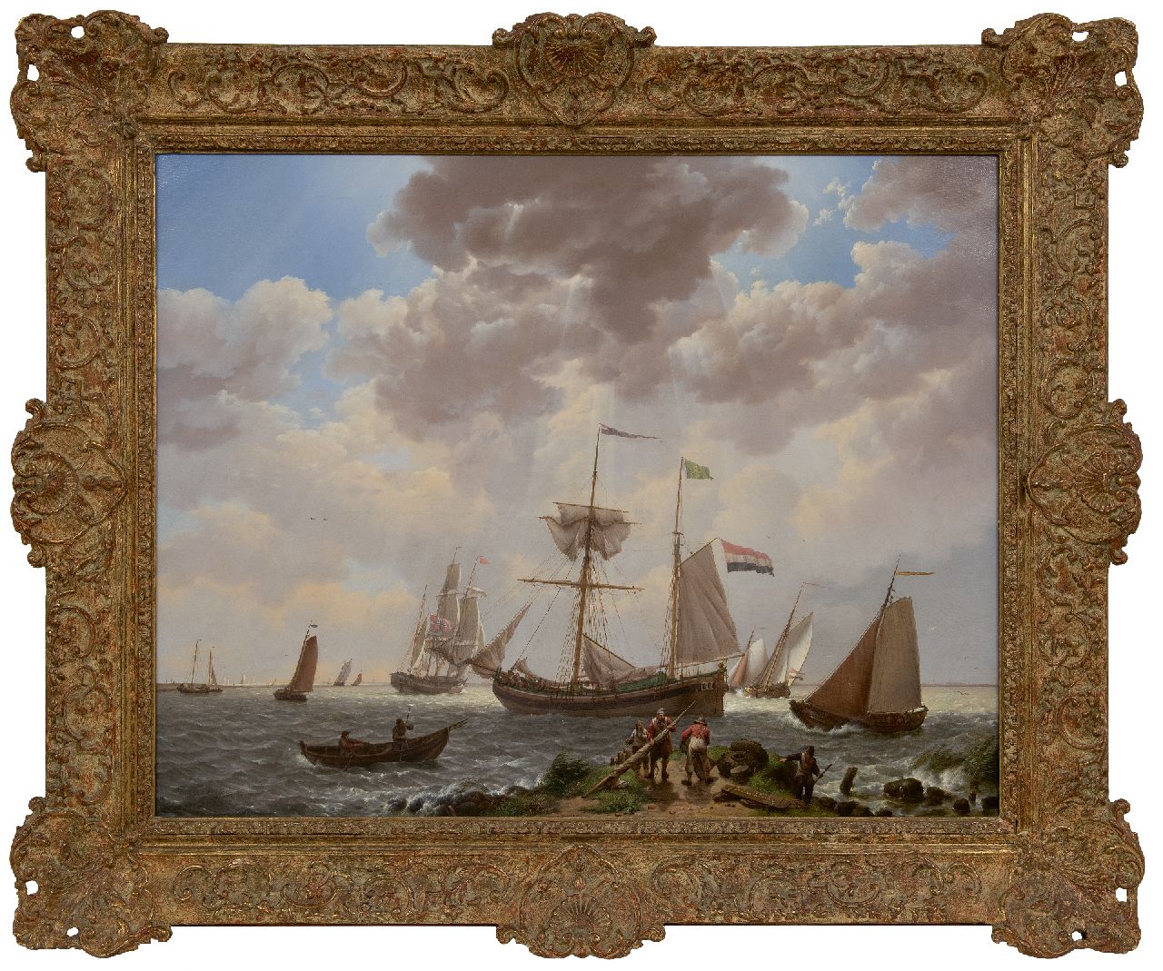 Koekkoek J.H.  | Johannes Hermanus Koekkoek | Paintings offered for sale | Shipping off the coast, oil on canvas 57.3 x 72.0 cm, signed l.r. and dated 1831