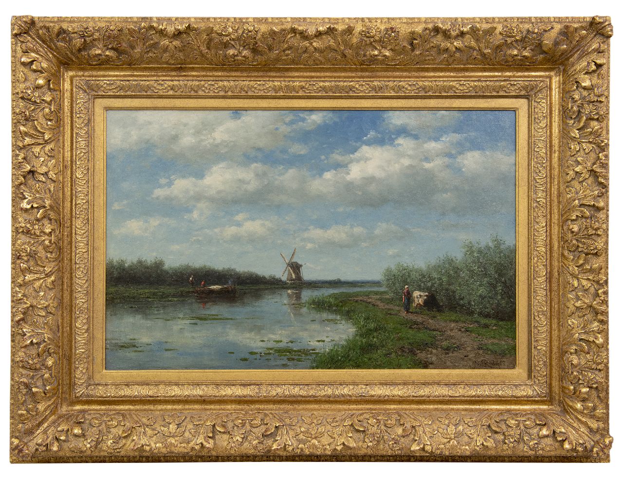 Roelofs W.  | Willem Roelofs | Paintings offered for sale | The 't Hoog- en Groenland mill, Baambrugge, oil on canvas 46.9 x 72.9 cm, signed l.r.