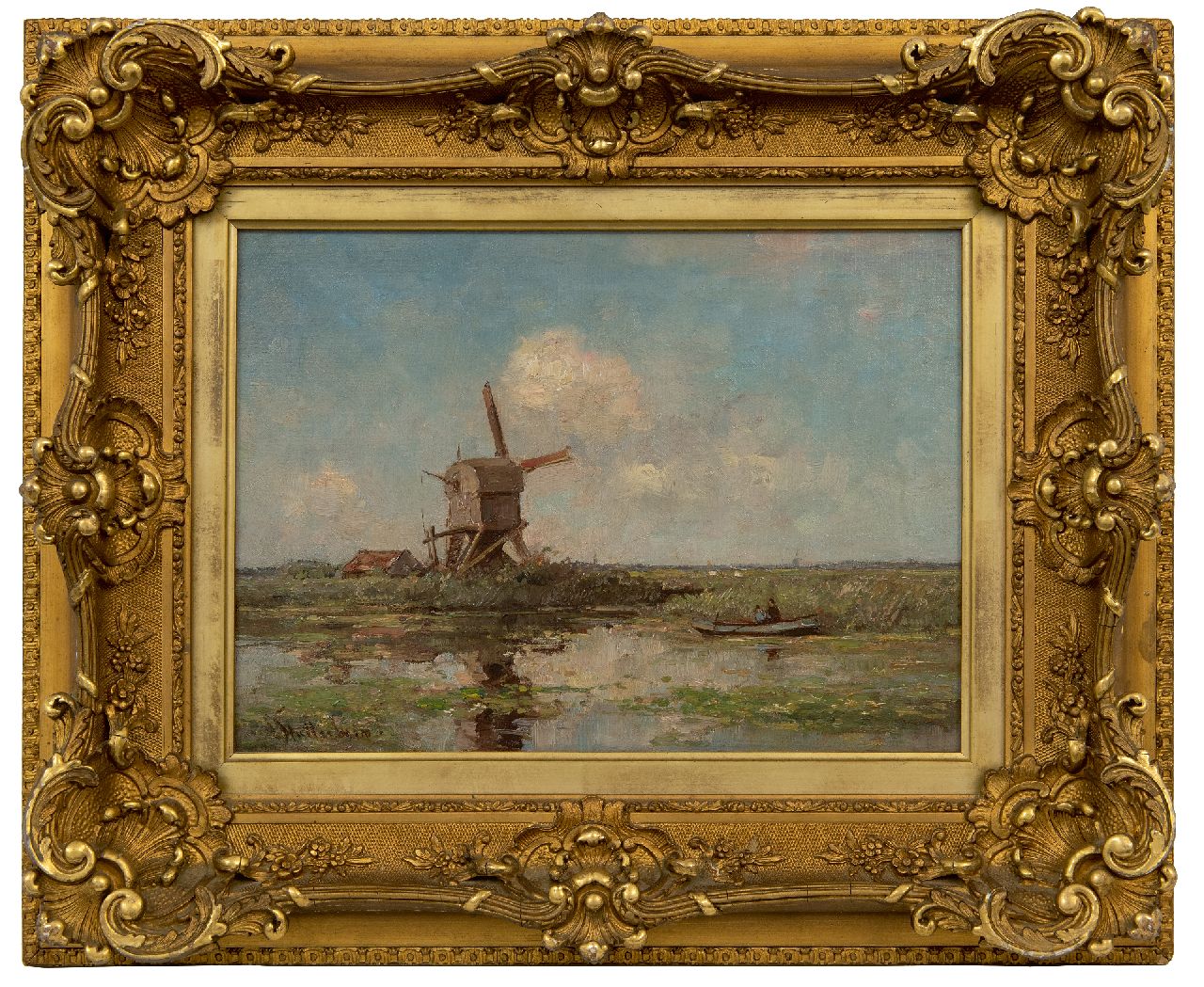 Stutterheim L.P.  | Lodewijk Philippus 'Louis' Stutterheim | Paintings offered for sale | Windmill in a polder landscape, oil on canvas 25.4 x 35.5 cm, signed l.l.