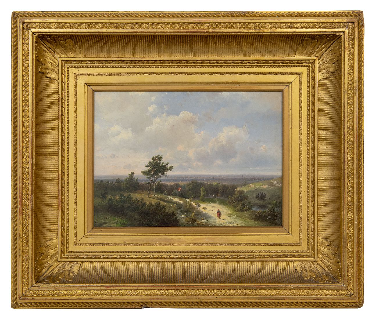 Kluyver P.L.F.  | 'Pieter' Lodewijk Francisco Kluyver | Paintings offered for sale | Panoramic summer landscape, oil on panel 25.4 x 34.3 cm, signed l.r.