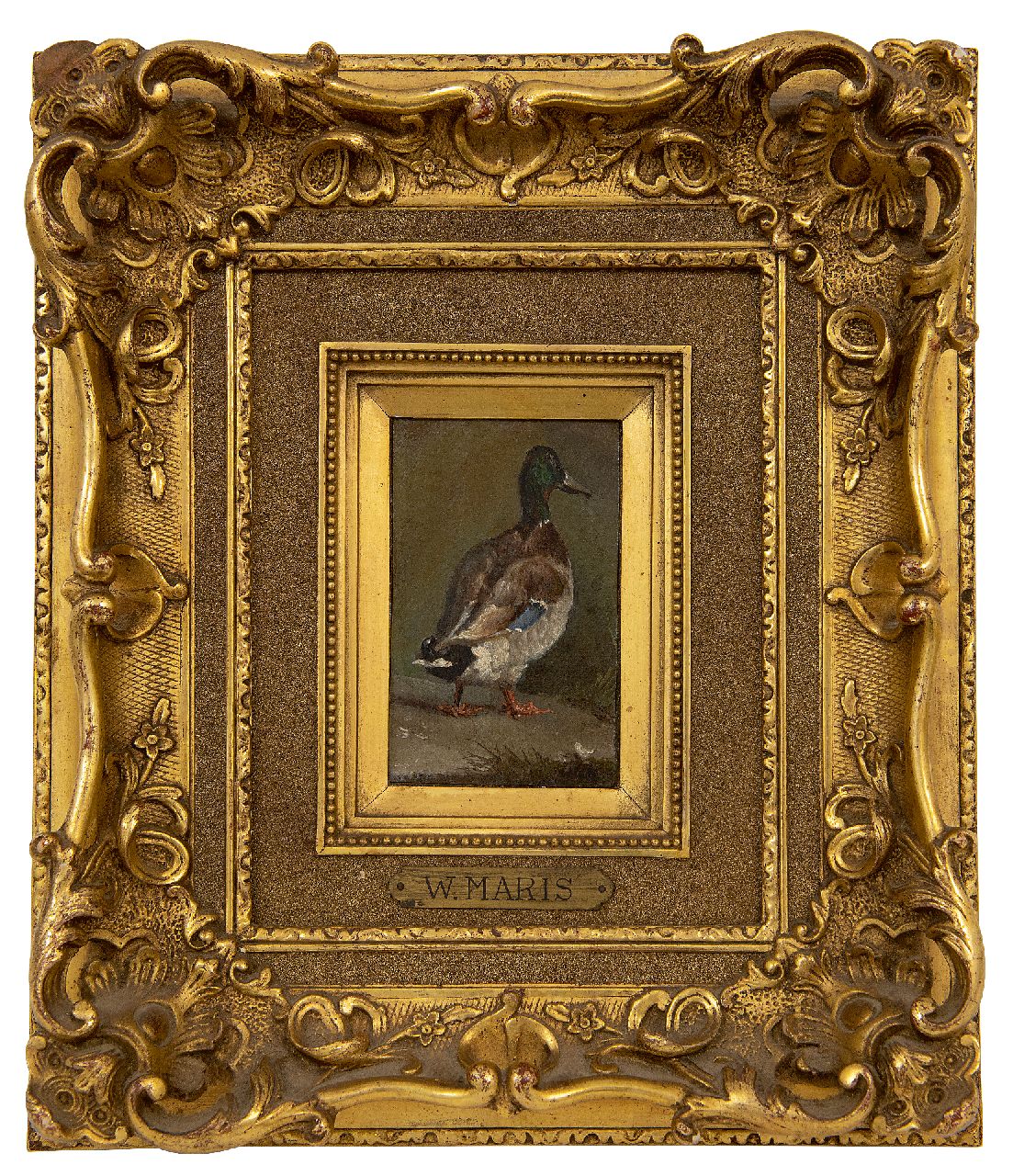 Maris W.  | Willem Maris | Paintings offered for sale | Study of a drake, oil on paper laid down on panel 10.2 x 6.5 cm, signed l.r. with initials
