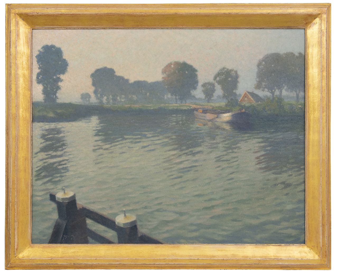 Schotel A.P.  | Anthonie Pieter Schotel | Paintings offered for sale | A moored barge near Muiden, oil on canvas 80.2 x 100.5 cm, signed l.l.