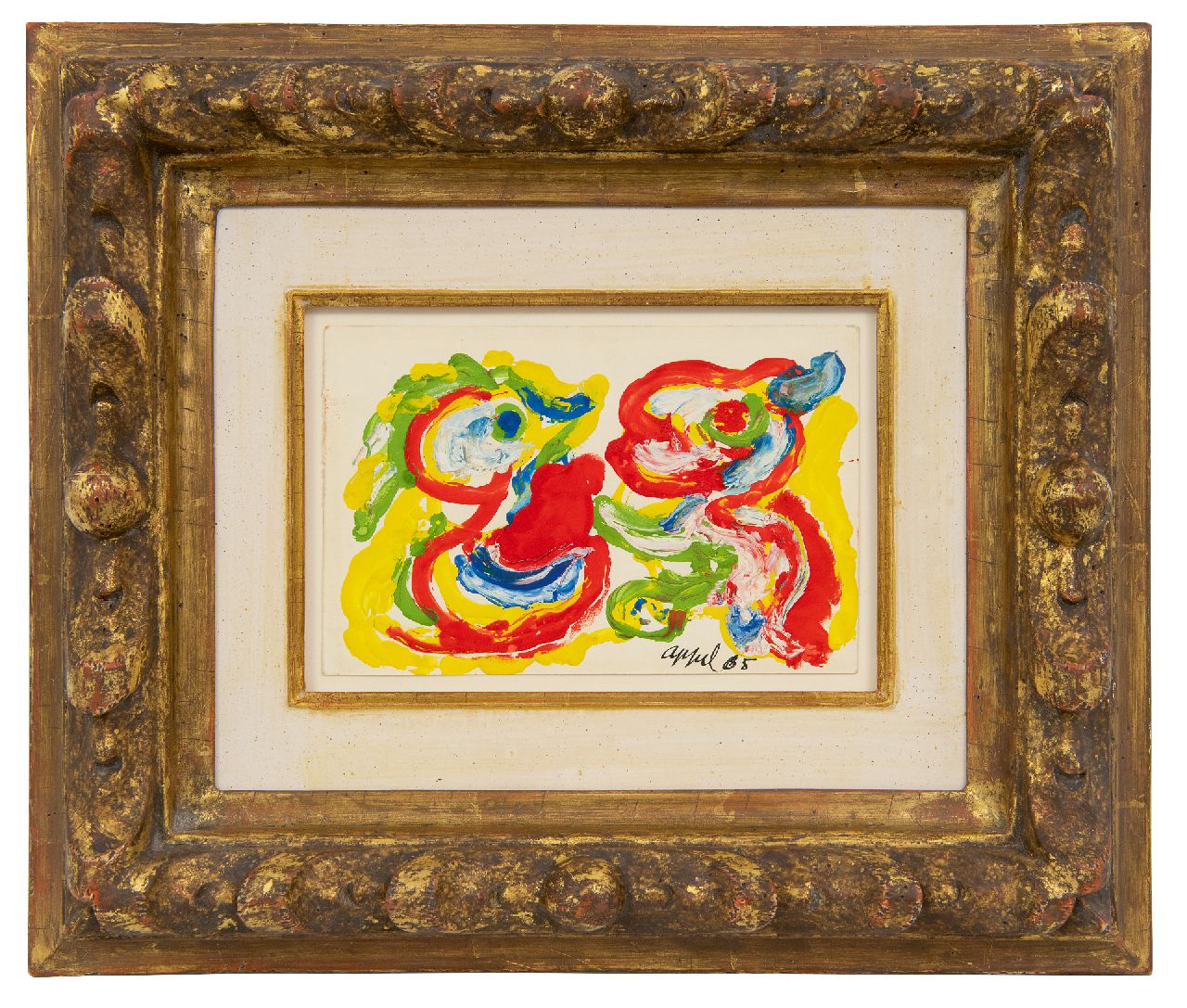 Appel C.K.  | Christiaan 'Karel' Appel | Watercolours and drawings offered for sale | Postcard to Simon Vinkenoog, gouache on paper 10.0 x 16.0 cm, signed l.r. and dated '65