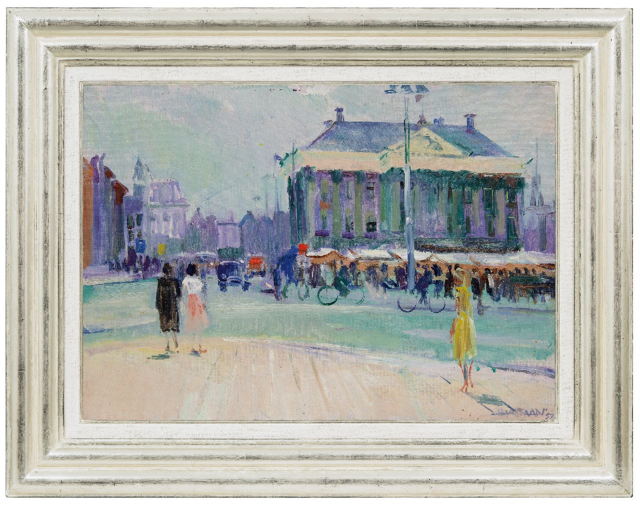 Baan J.L. van der | 'Jan' Lucas van der Baan, The city hall of Groningen, 1959, oil on canvas 50.4 x 70.1 cm, signed l.r. and dated '59